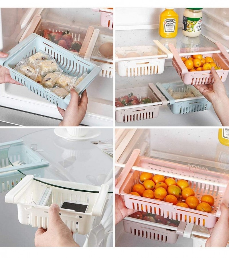 Kitchen Refrigerator Storage Box Adjustable Drawer Rack Shelf Adjustable