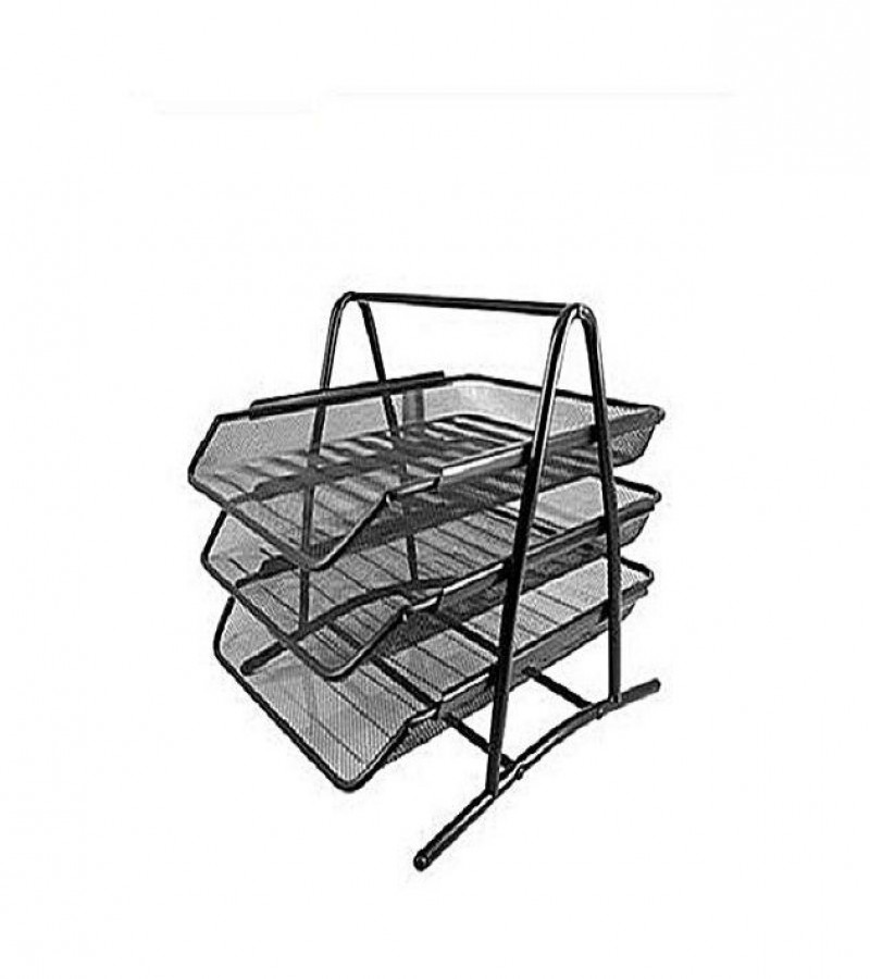 Letter Tray Metal - 3 Story - Black