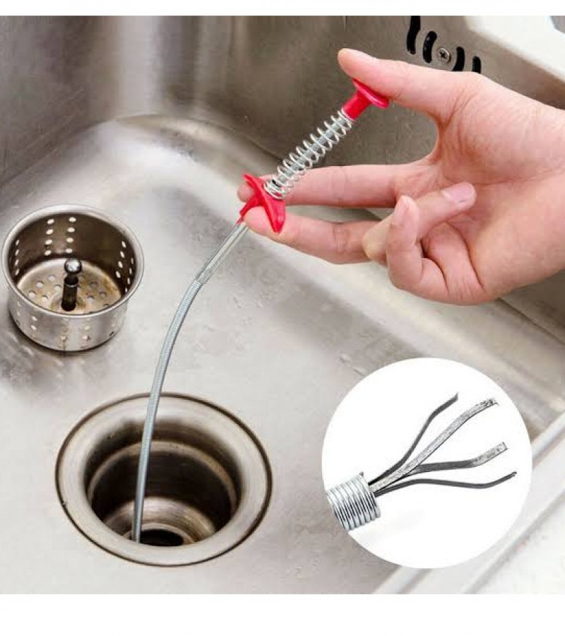 Metal wire brush Hand Kitchen Sink Cleaning Hook Sewer Dredging Device Spring Pipe Hair Dredging