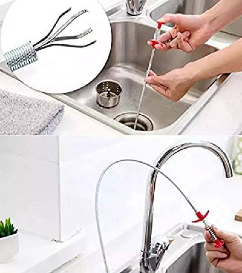 Metal wire brush Hand Kitchen Sink Cleaning Hook Sewer Dredging Device Spring Pipe Hair Dredging