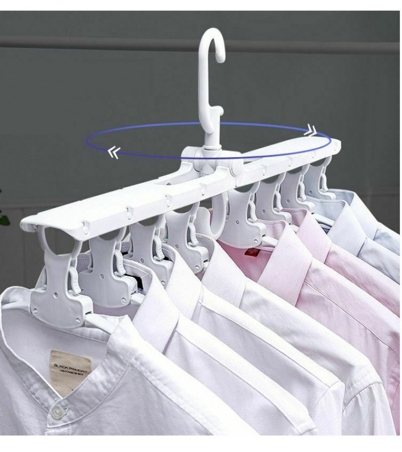 Multifunctional Folding Clothes Hanger Organizer 360° Rotate Clothes Rack Save Space Closet