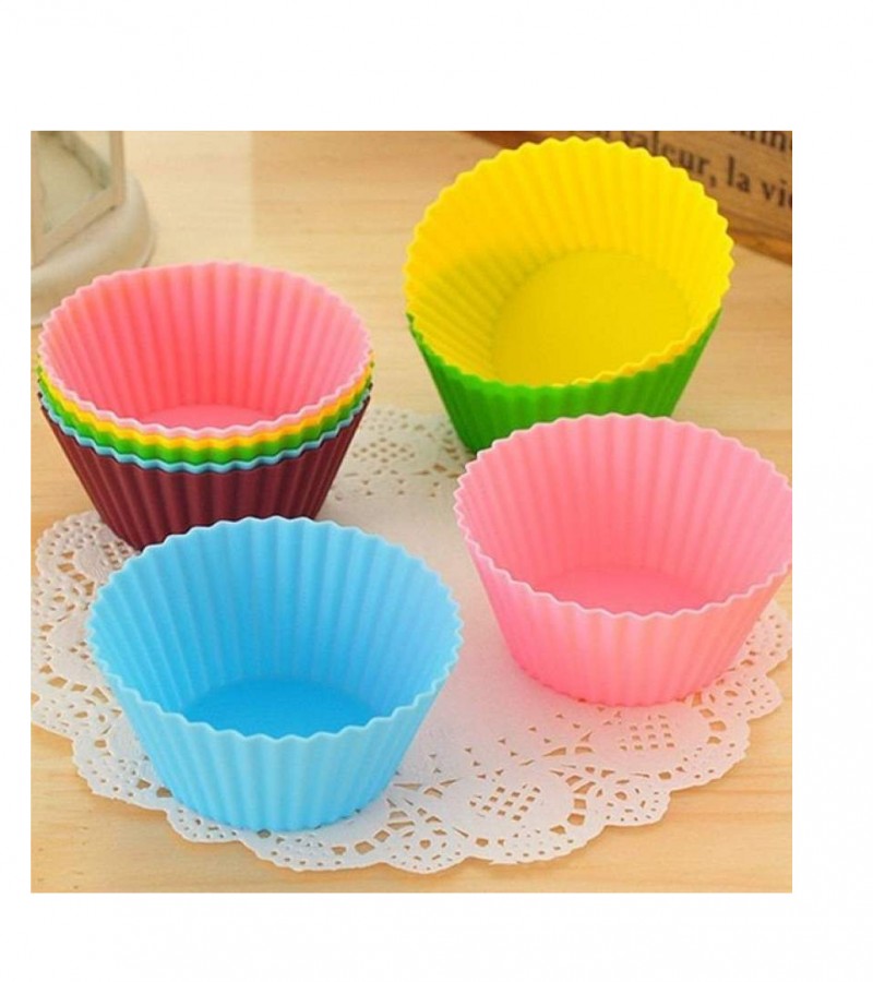 Pack of 12 - Round Shape Silicone Muffin Cup Cake Mould