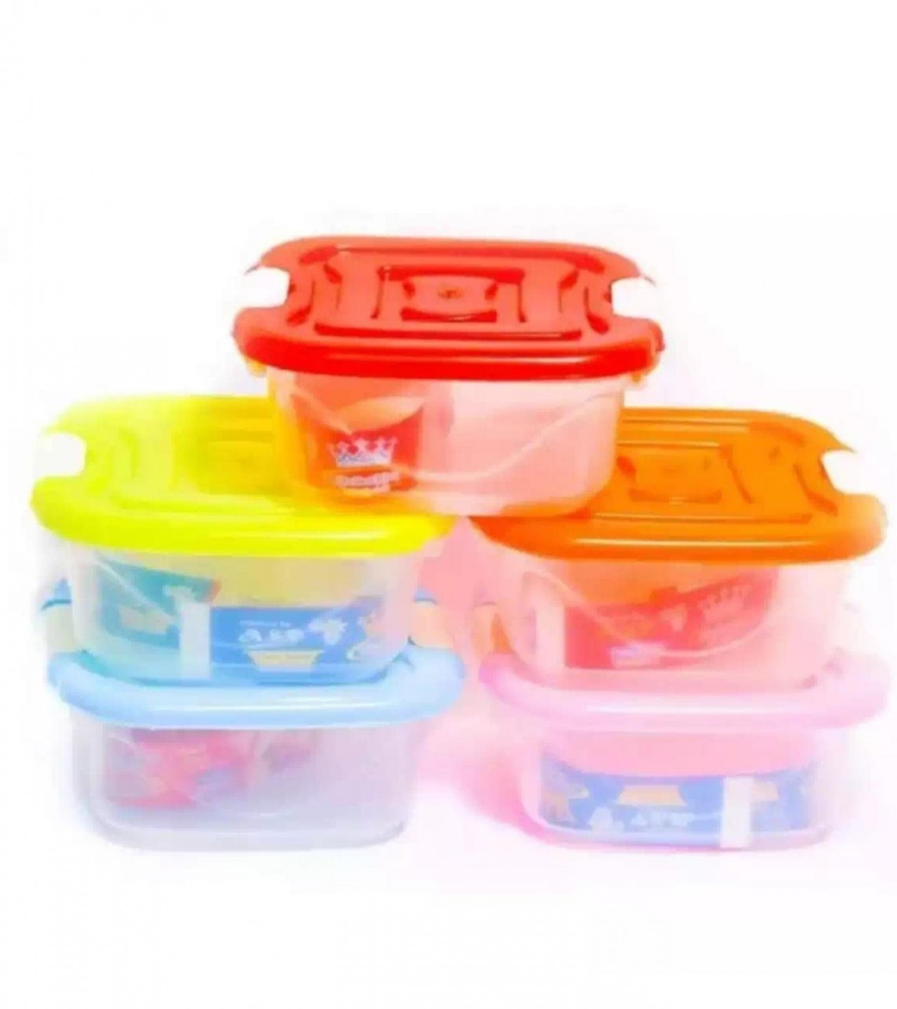 Pack Of 5- Air Tight Food Storage Small Containers-Multicolour