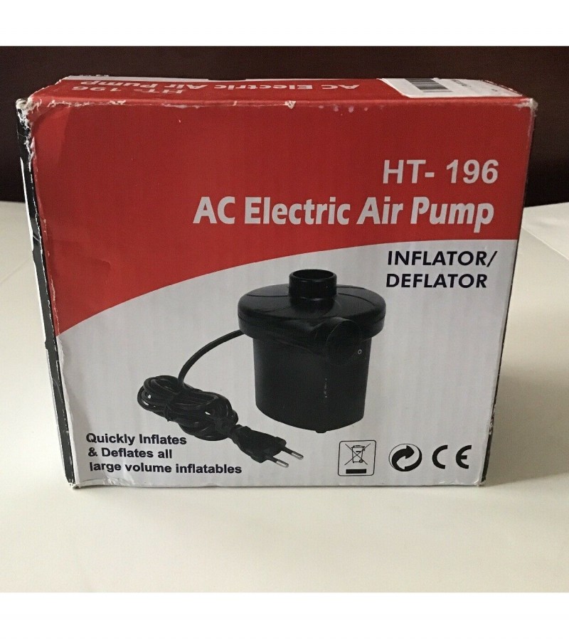 Portable Electric Air Pump HT-196 AC Inflator/Deflator - Black
