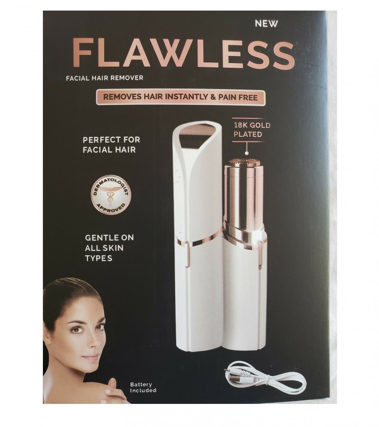 Non Rechargeable Facial Hair Remover for Painless Face Lip Chin Cheeks