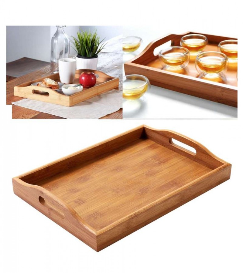 Set of 3 Bamboo Wooden Multipurpose Tray for Serving Food