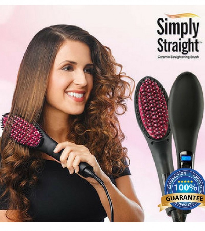 Simply Straight Ceramic Straightening Portable Hair Brush For Women & Men
