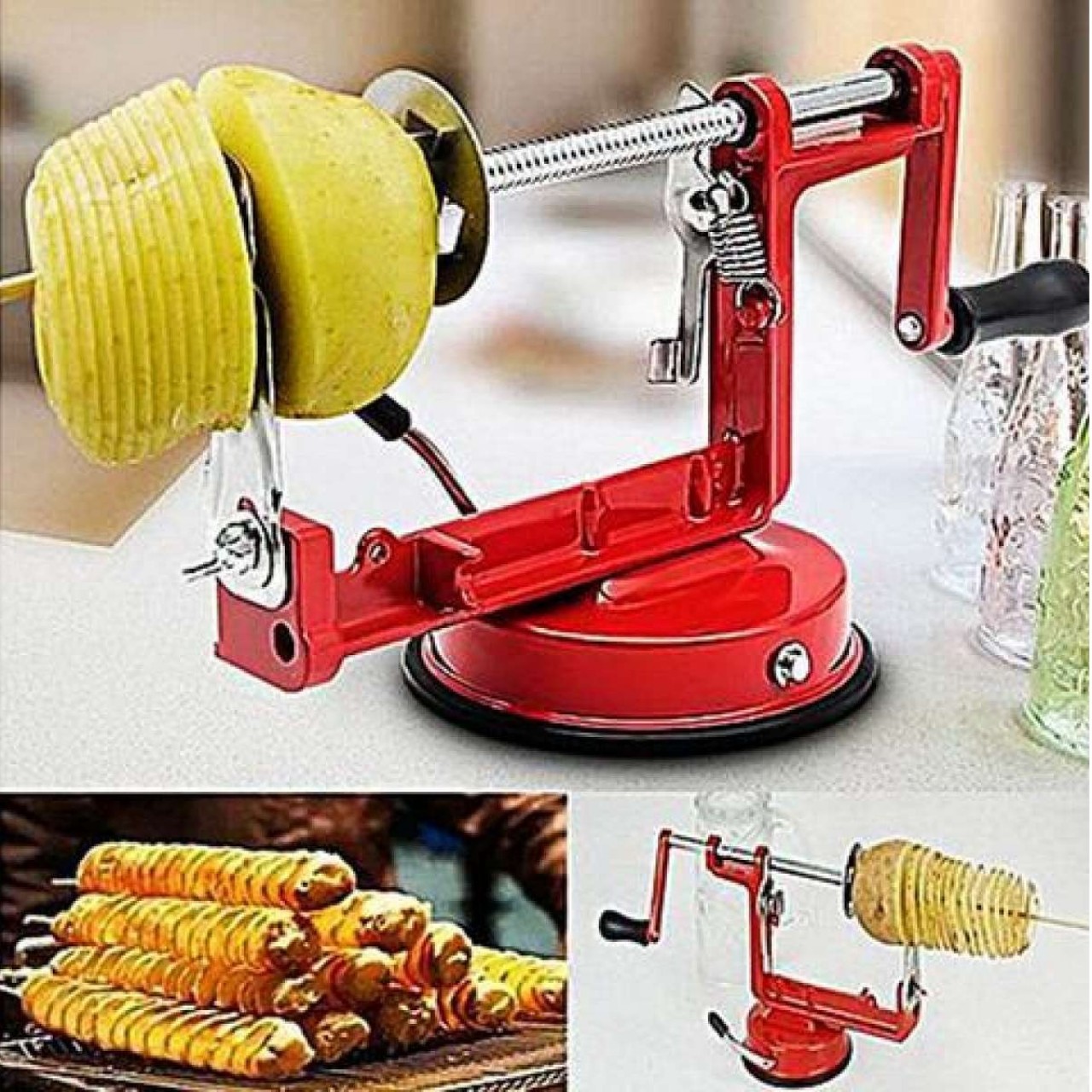 Spiral Potato Chips Twister Stainless Steel Slicer Cutter Red