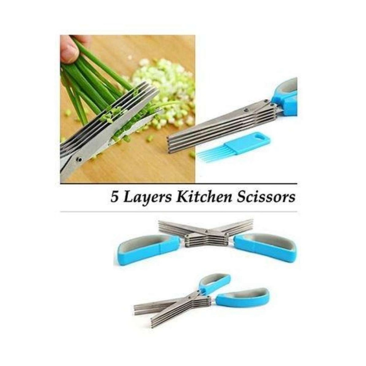 Stainless Steel 5 Layers Kitchen Scissor & Cleaning Brush