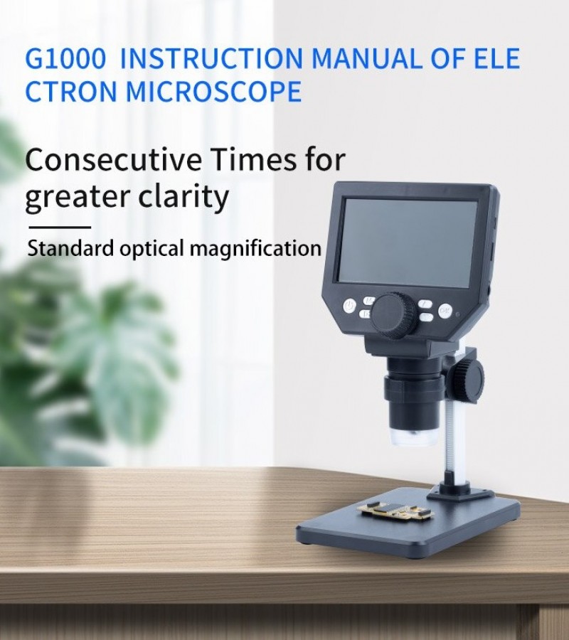 G1000 Digital Electron Microscope 4.3 Inch Large Base LCD Display 8MP 1-1000X Continuous