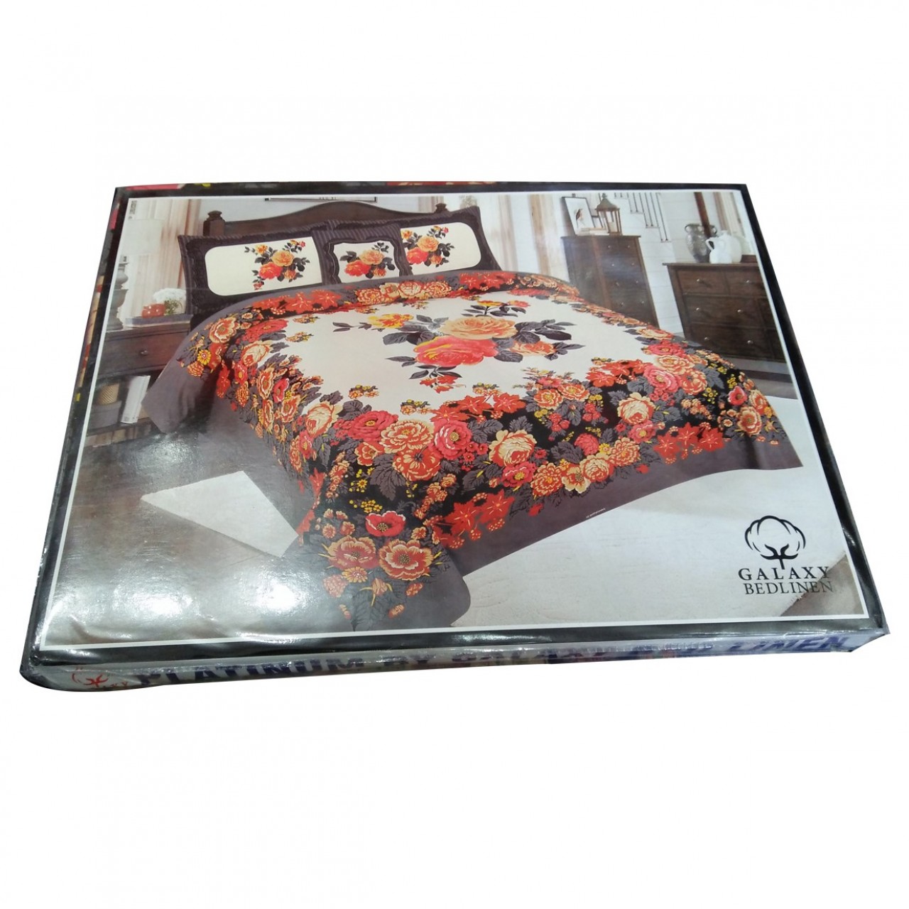 Galaxy Bedlinen Double Bed Sheet With 2 Pillow Covers 1 Cushion
