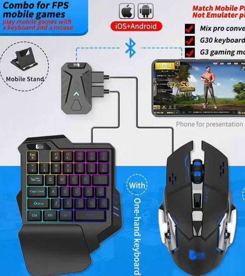 Gaming Wireless Bluetooth 5 In 1 Combo Keyboard And Mouse