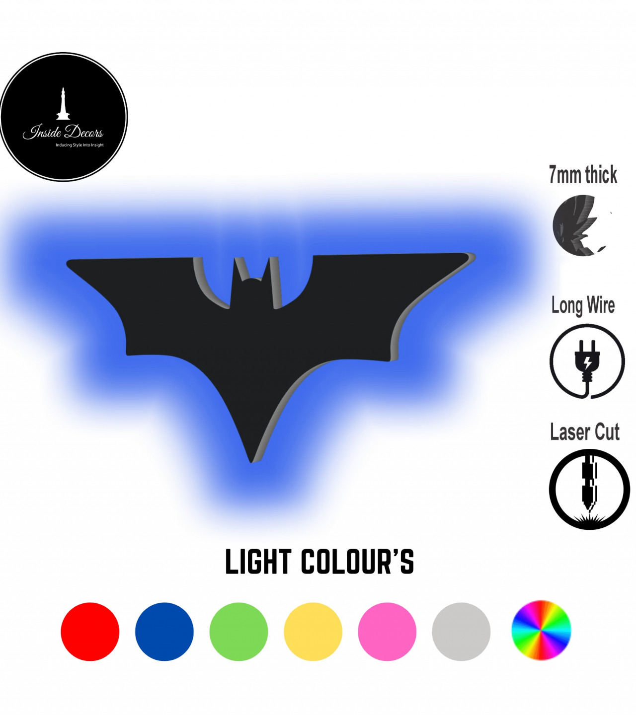 3D- BATMAN LOGO WOODEN (7MM) WALL LED LAMP