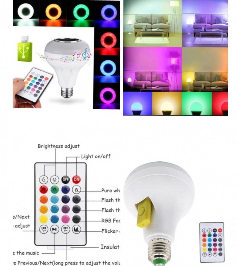 Bluetooth Speaker Bulb & Latest USB Options + 7 Colours LED Light Bulb