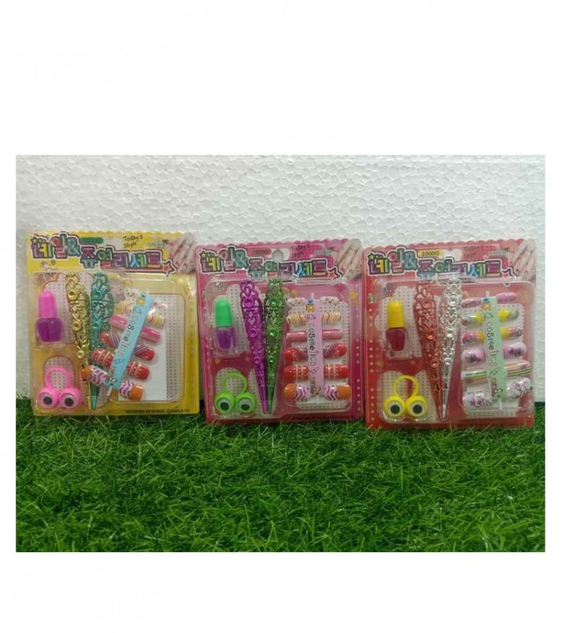 Colorful Artificial Nails Set With Nail Polish For Kids GC-2032