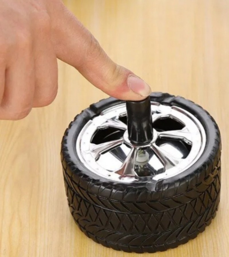 Fashion Home Decoration Portable Ashtray Press Rotary Car Tire Stainless
