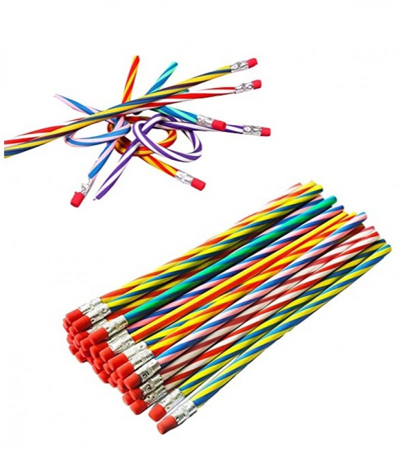 Pack of 10 Multicolour Pcs - Magic Flexible Soft Pencil with Eraser GC-2027