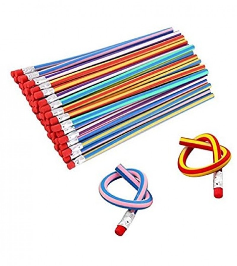 Pack of 10 Multicolour Pcs - Magic Flexible Soft Pencil with Eraser GC-2027