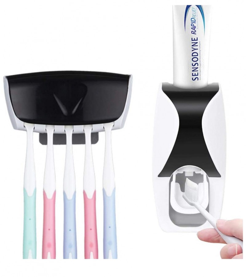 Toothbrush-Holder-Toothpaste-Dispenser-Set