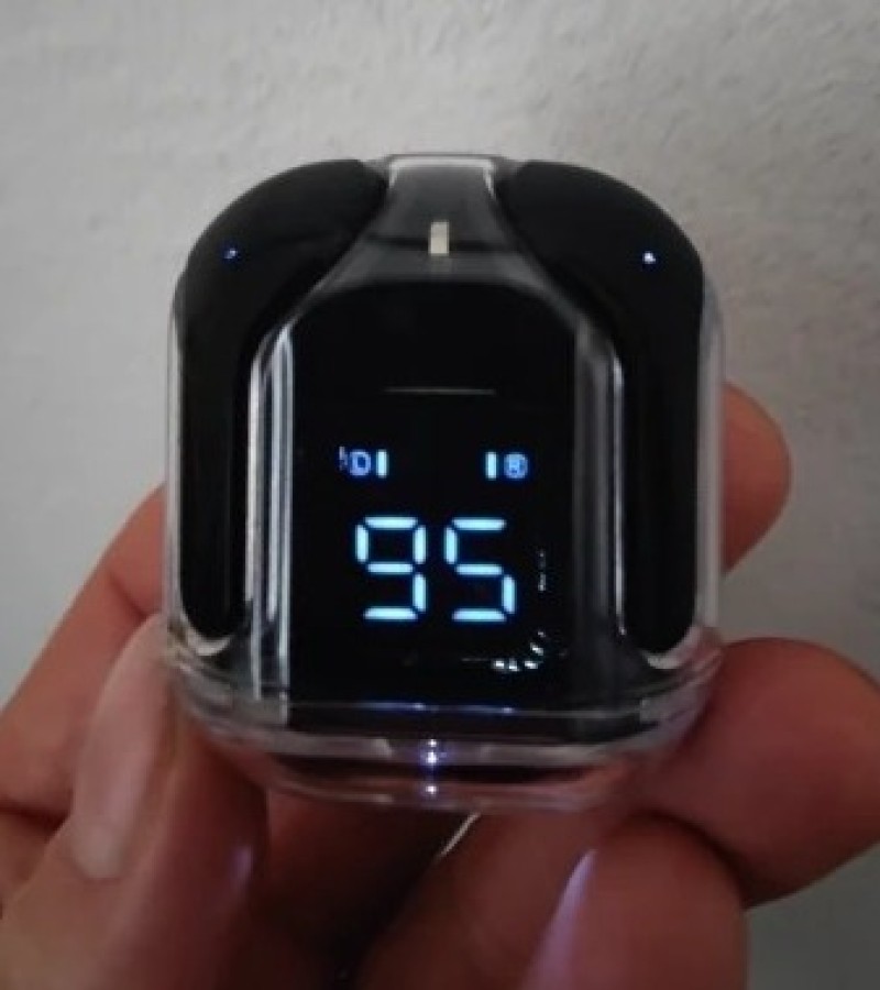 True Wireless Bluetooth Headset Transparent Design with LED Digital