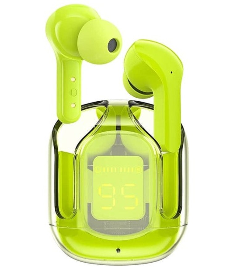 True Wireless Bluetooth Headset Transparent Design with LED Digital