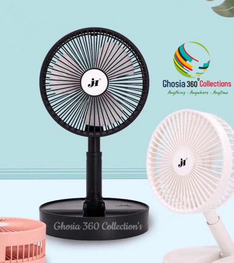 USB Rechargeable Desk Mini Folding Storage Fan 360 Rotatable Stand 3 Gear Speed Silent Fan