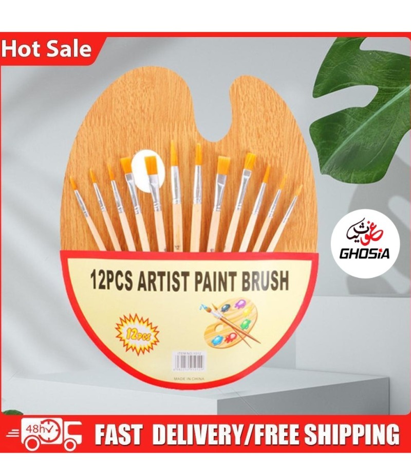 12pcs Paint Brushes with Painting Palette Nylon Hair Brushes Acrylic Painting Brushes With Palette