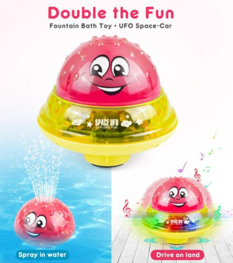 2 in 1 Electric Induction Water Spray Toy Space UFO Car Toys Creative Rotating Toy with Music and LED Flashing Light