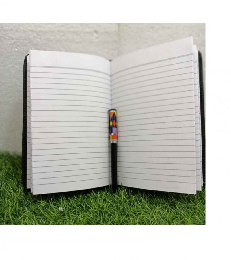 2 in one Pack of Leather Diary Notebook With Black Multi Gel Pen