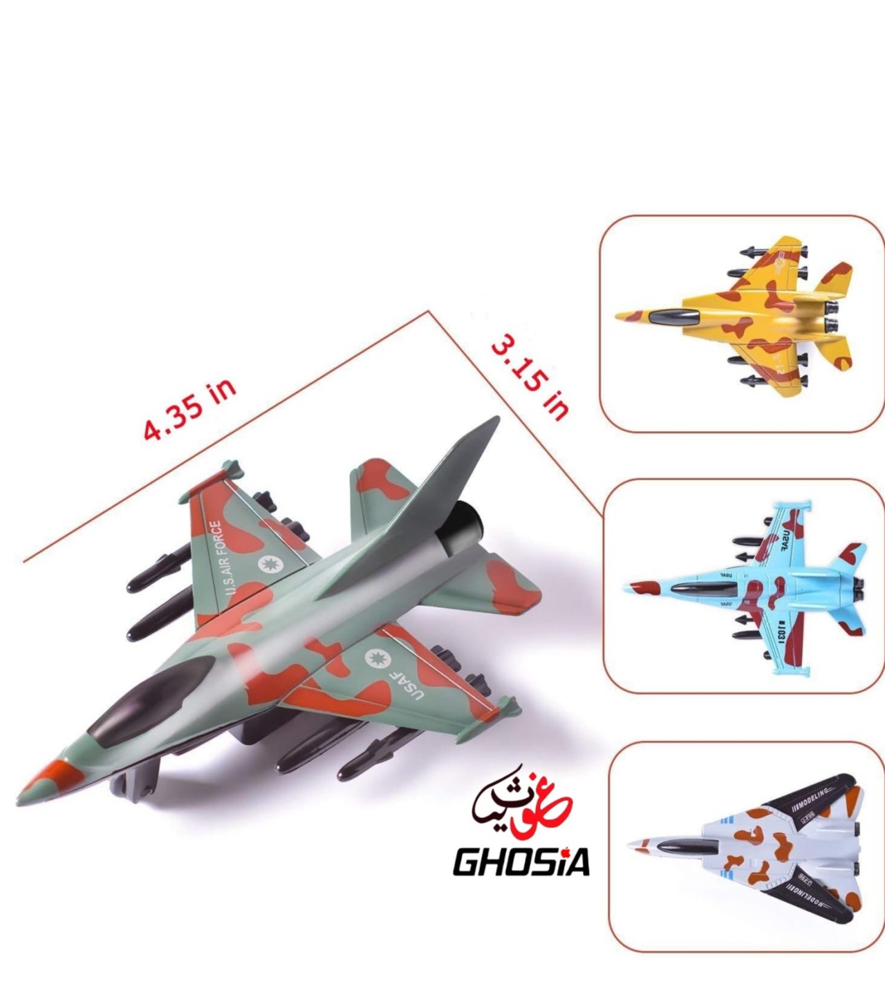 4 Pack Diecast Fighter Jets Pullback Airplane Toys Military Plane Alloy Air Force Kids Playset