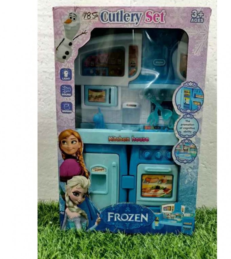 Battery Operated Frozen Modern Kitchen Toy Set for Girls 12 inches Size With Lights & Sound