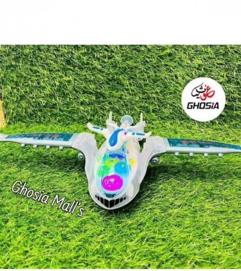 Battery-Operated Gear Plane with Lights and Sound Kids Musical Gyro Bump & Go Airplane Toy