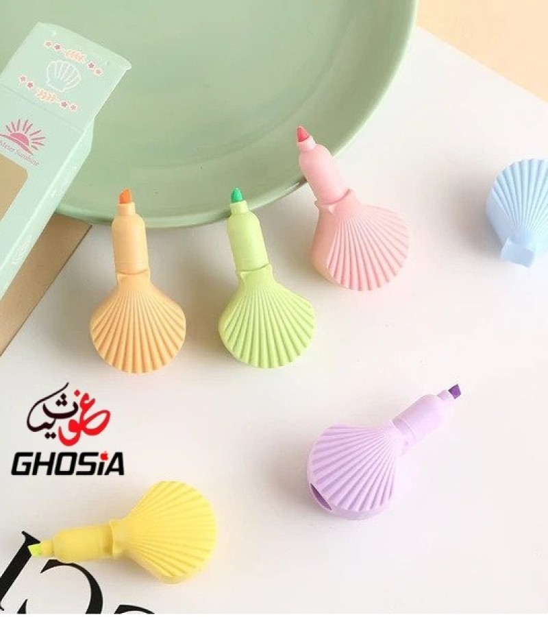 Beautiful Shell Shape Creative 5 Pcs Pack of Soft Multi Color Rainbow Highlighters