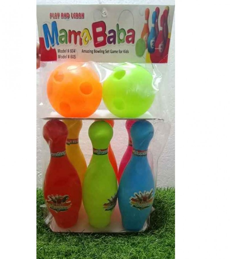 Bowling Toy 6 Pins with Two Balls Kids Plastic