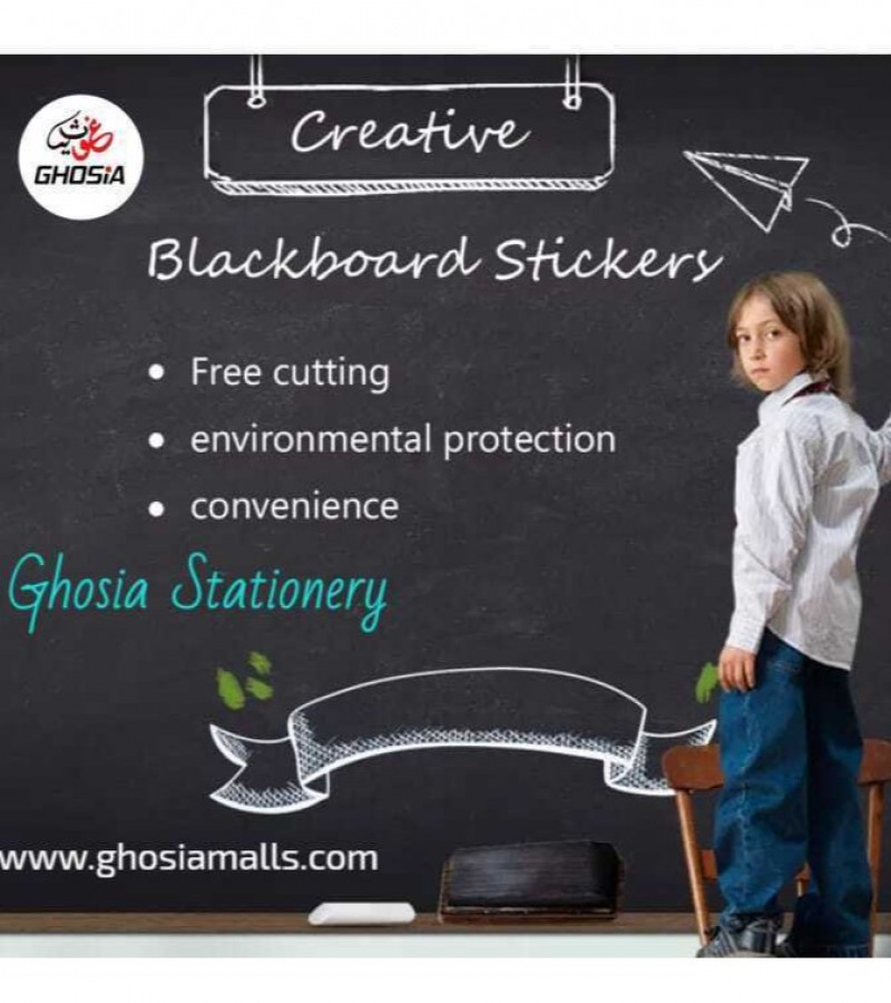 Chalkboard/Blackboard Adhesive Wall Sticker With 5 Multicolor Chalks