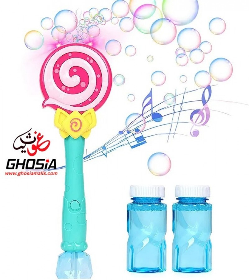 Children flashing lollipop Bubble Water wand Plastic Electric Music Light Up Bubble Machine