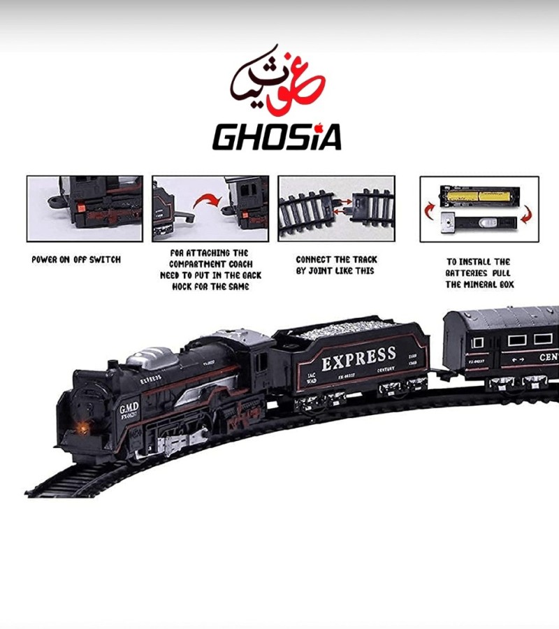 Classic Electric Train With Front Headlight Simulation Railway Track Play Set Train For Kids