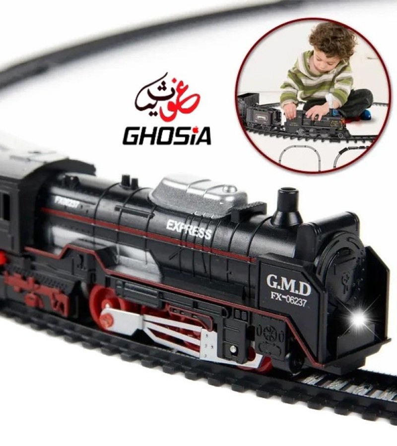 Classic Electric Train With Front Headlight Simulation Railway Track Play Set Train For Kids