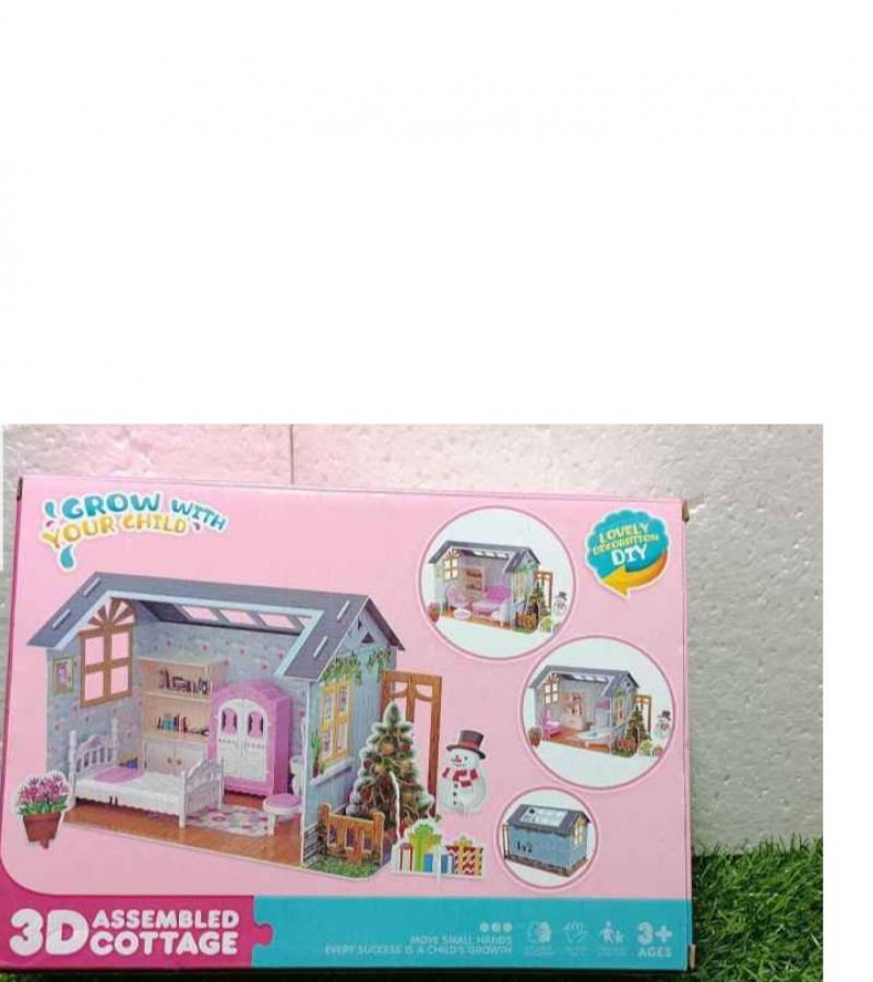 DOLL HOUSE DIY CARDBOARD FOR GIRLS/KIDS_3D ASSEMBLED COTTAGE HOUSE