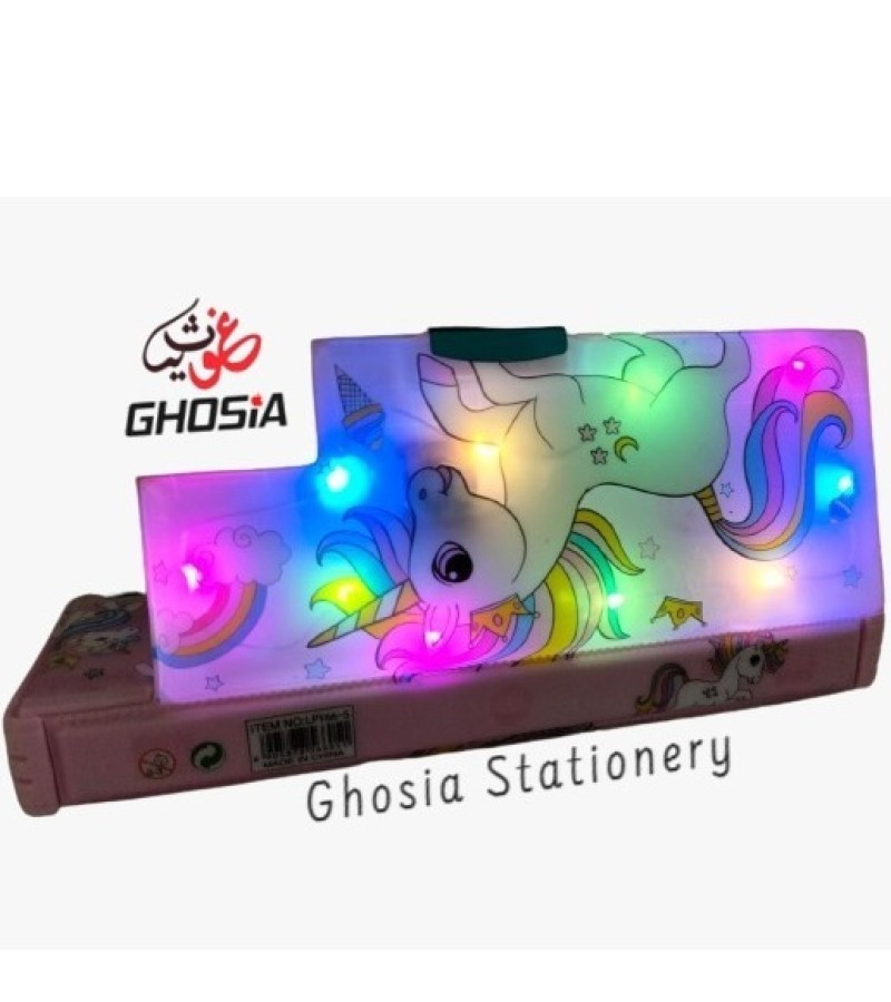 Double sided Stationary Box for Girls Pencil Box with Colorful LED lights