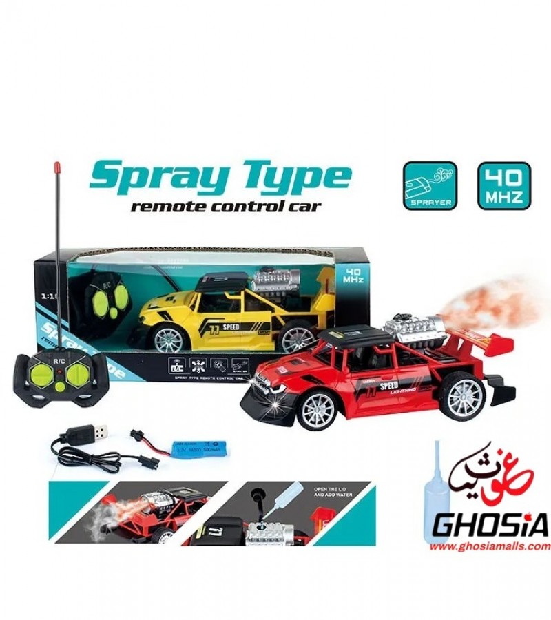 Drift Spray Type RC Car 1:18 Scale High-Speed Rechargeable & Remote Control Racing Car