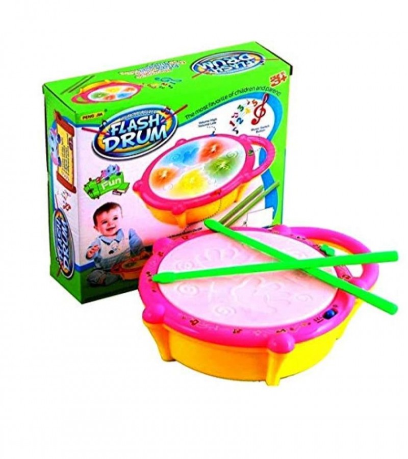 Electronic Musical Flash Drum Toy with 5 Visual 3D Lights for Kids