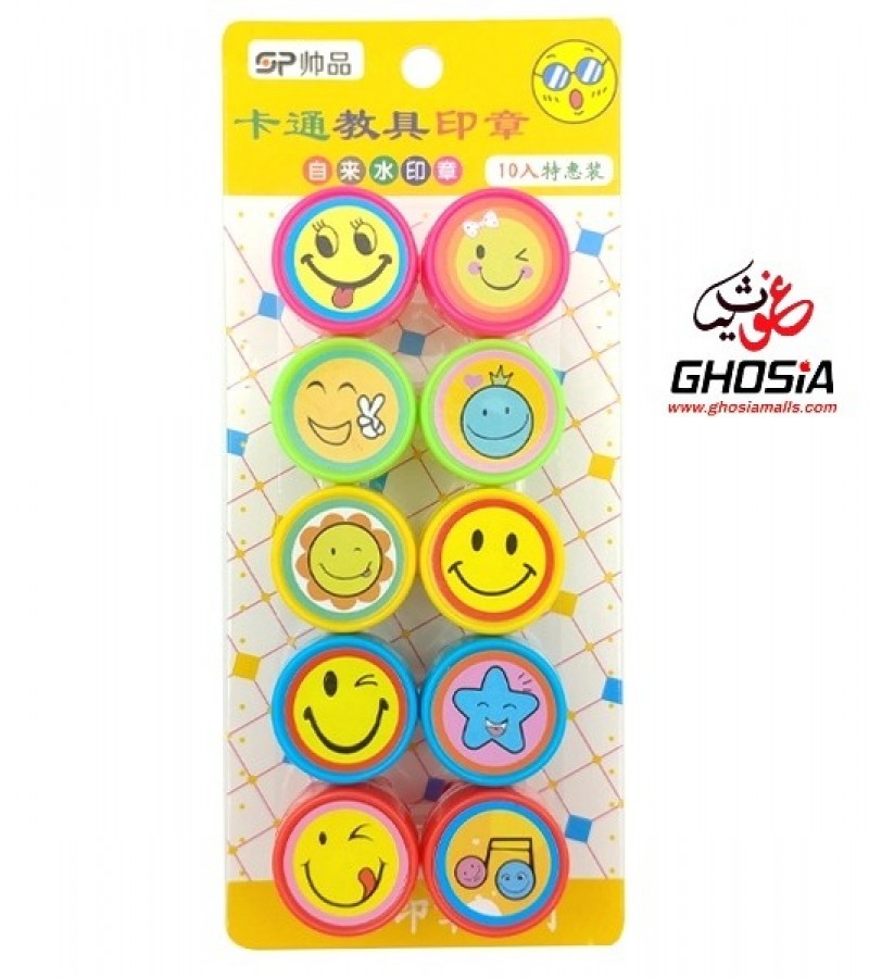 Emoji Stamp Smiley Face Self Inking Stamps for Arts and Crafts Silly Face 10 Pcs Stamp For Kids