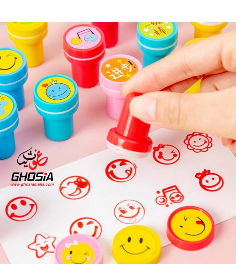 Emoji Stamp Smiley Face Self Inking Stamps for Arts and Crafts Silly Face 10 Pcs Stamp For Kids