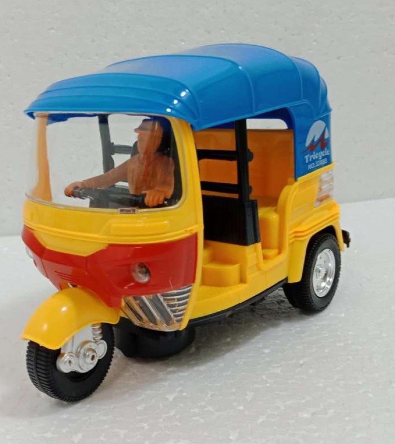 FunBlast Auto Rickshaw Toys - Bump & Go Auto Rickshaw Toy with Sound & Flashing Light Toys