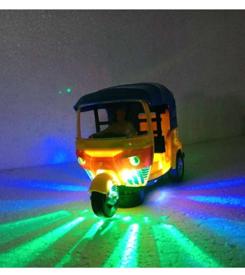 FunBlast Auto Rickshaw Toys - Bump & Go Auto Rickshaw Toy with Sound & Flashing Light Toys