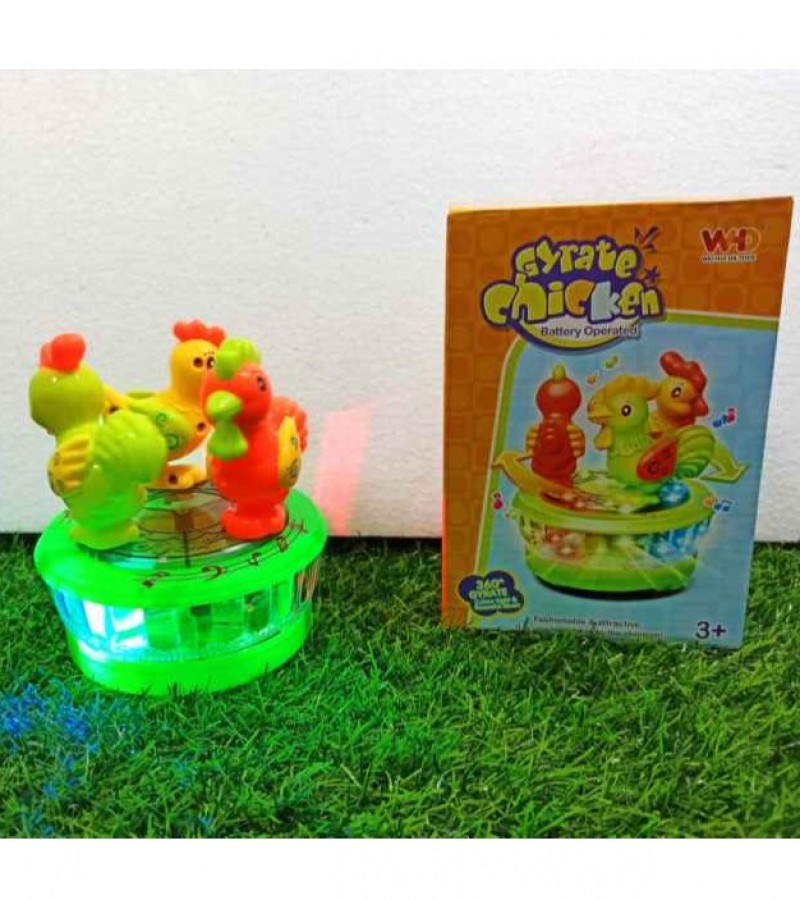 Gyrate Chicken Toys With Flashing Lights & Music