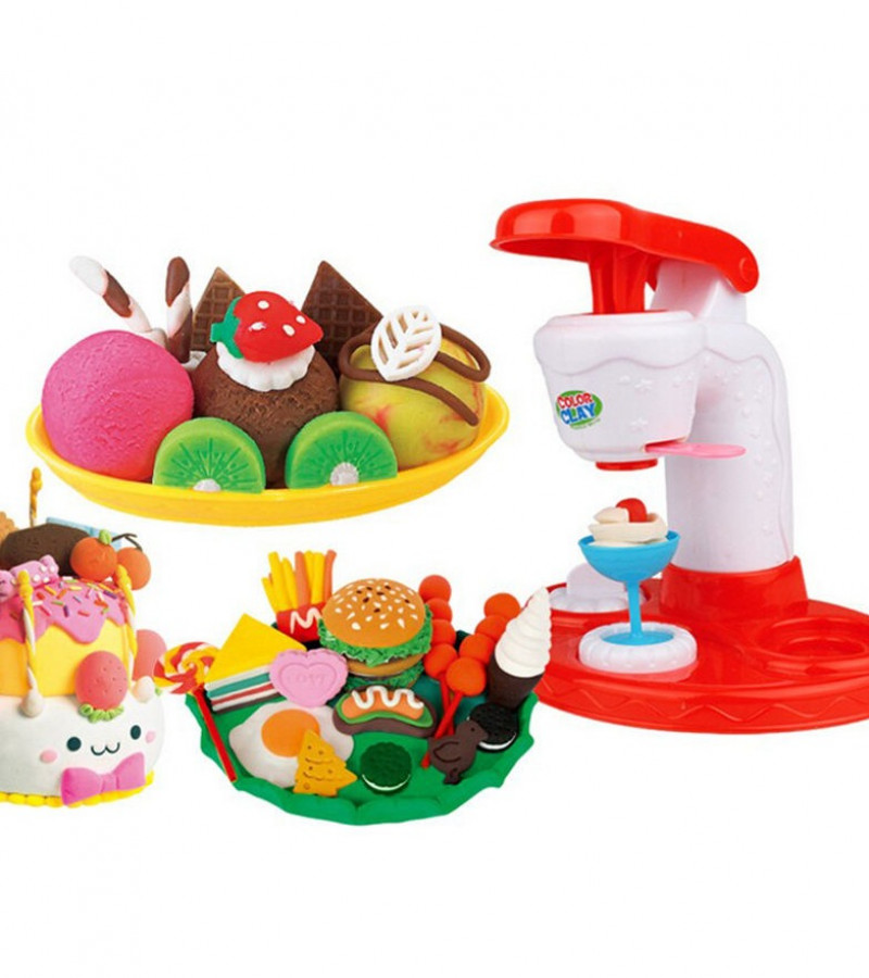 Ice Cream Party DIY Color Ice Cream Machine Fun Modeling Clay Dough Playset