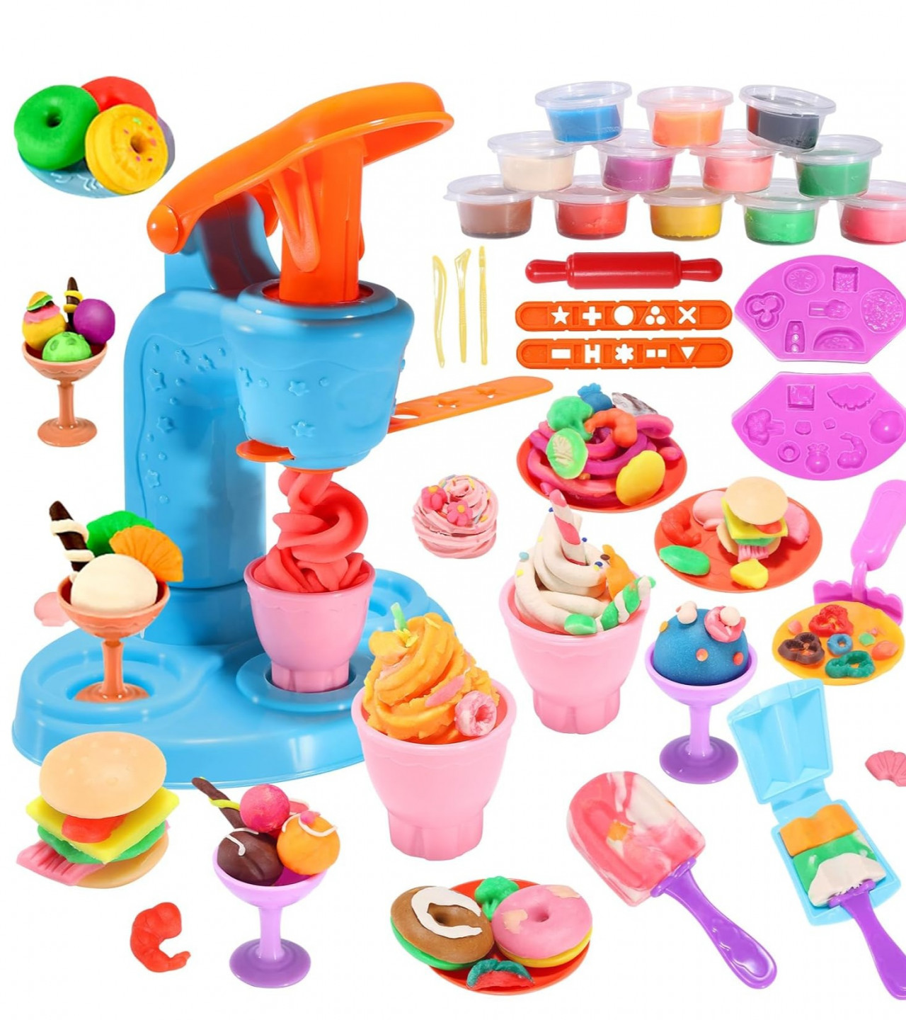 Ice Cream Party DIY Color Ice Cream Machine Fun Modeling Clay Dough Playset