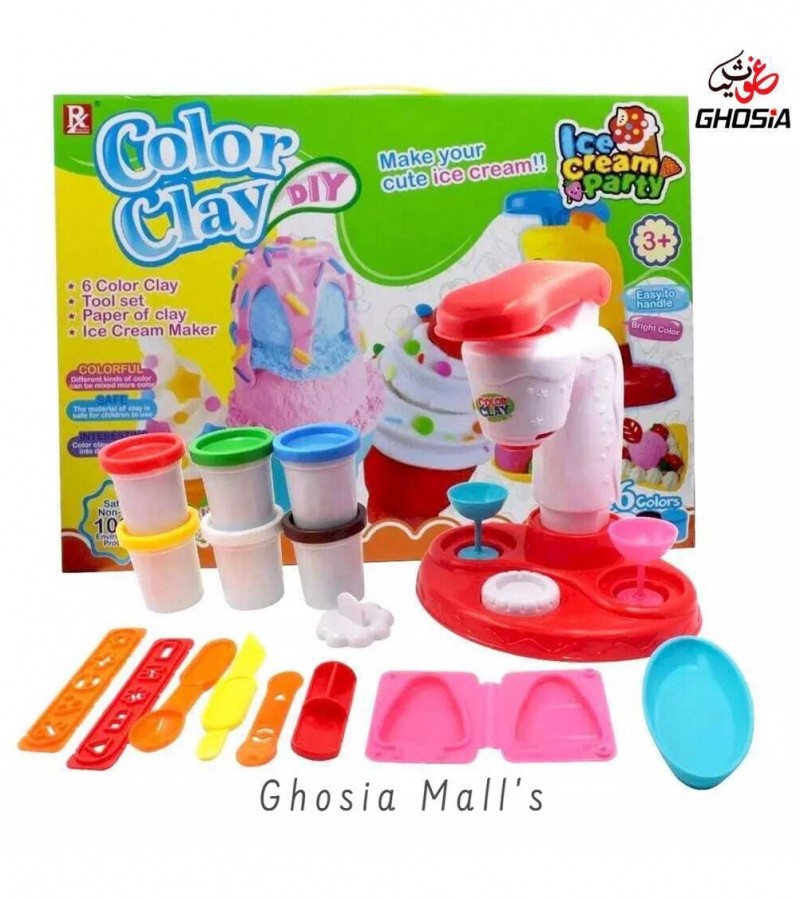 Ice Cream Party DIY Color Ice Cream Machine Fun Modeling Clay Dough Playset